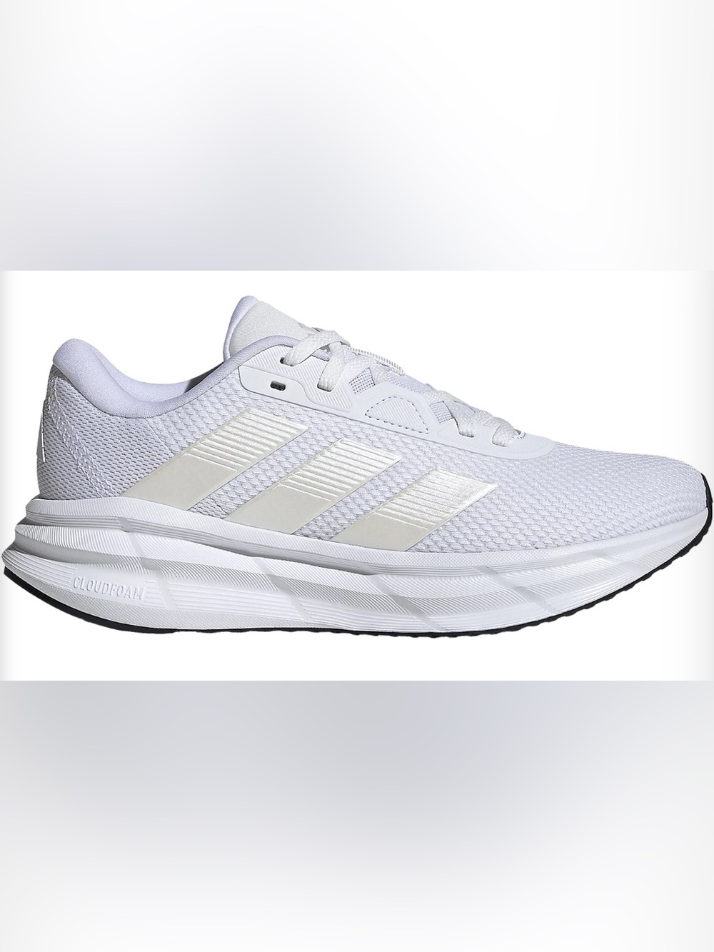 adidas Women's Cloudfoam Running Shoes in White and Silver Accents